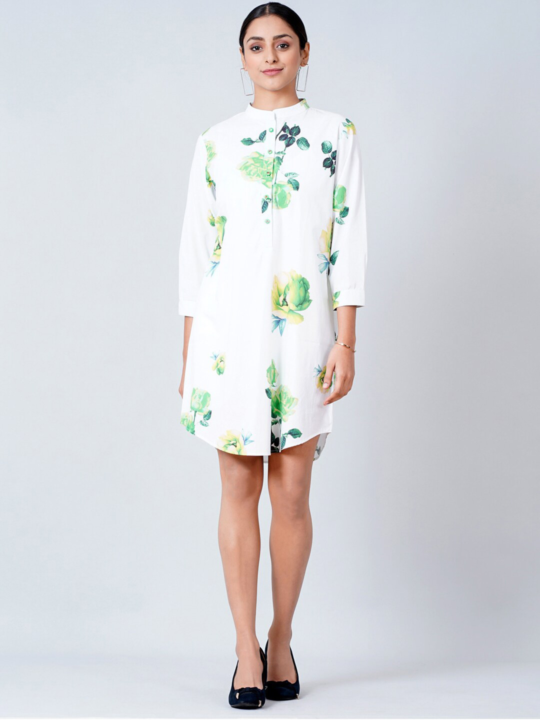 First Resort by Ramola Bachchan White Floral A-Line Dress