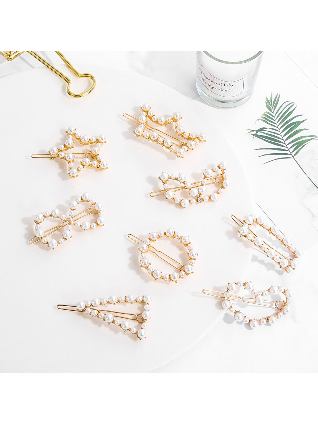 VAGHBHATT Women Gold-Toned & White Bobby Pins