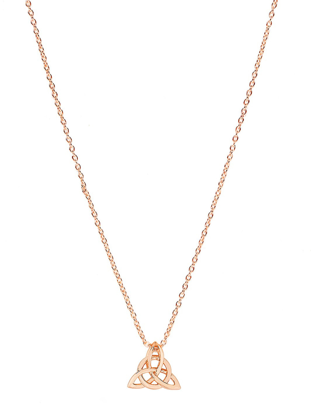 Mahi Rose Gold-Plated Triquetra Trinity Triangle Pendant Necklace with Chain