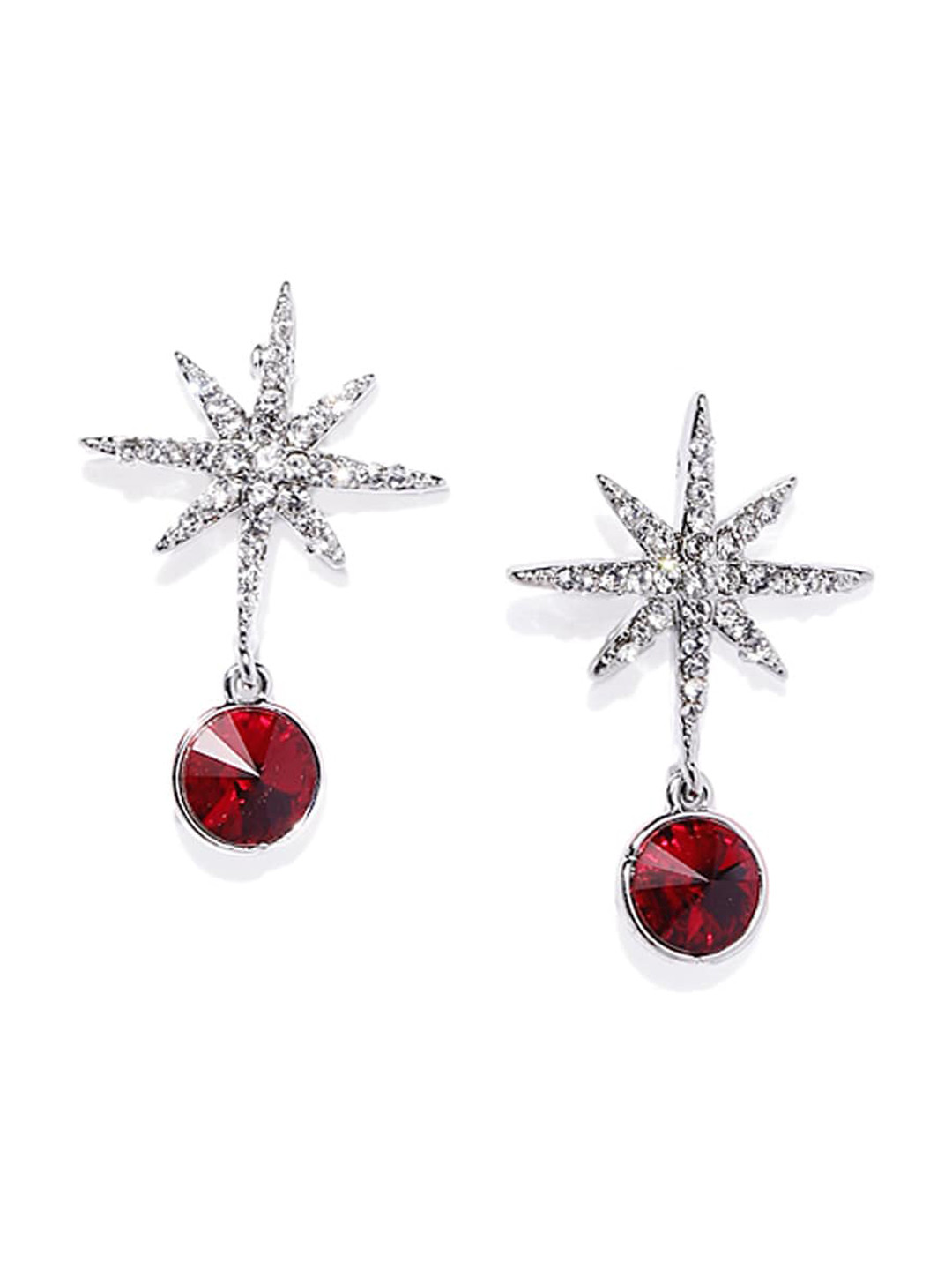 Mahi Maroon Contemporary Drop Earrings