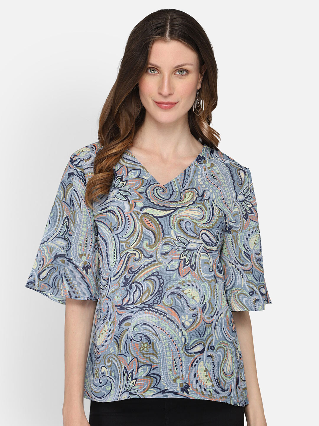 Fbella Multicoloured Floral Print Layered Chiffon Top
