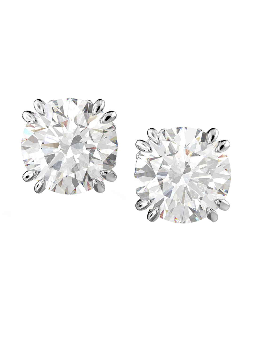 SWAROVSKI Rhodium-Plated White Crystal  Studded Constella Round  Earrings