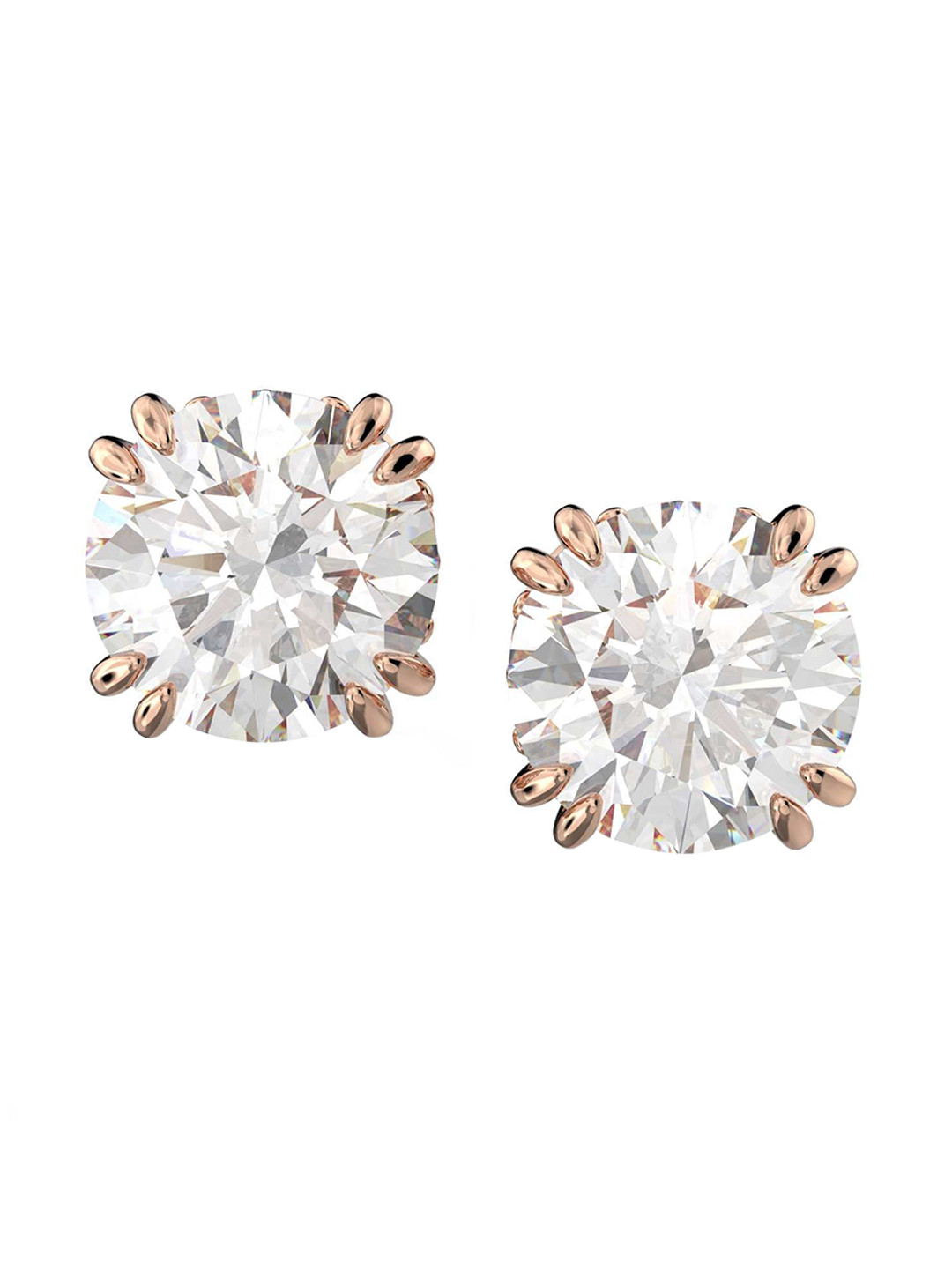 SWAROVSKI Rose Gold-Plated White Crystal Studded Stud Earrings