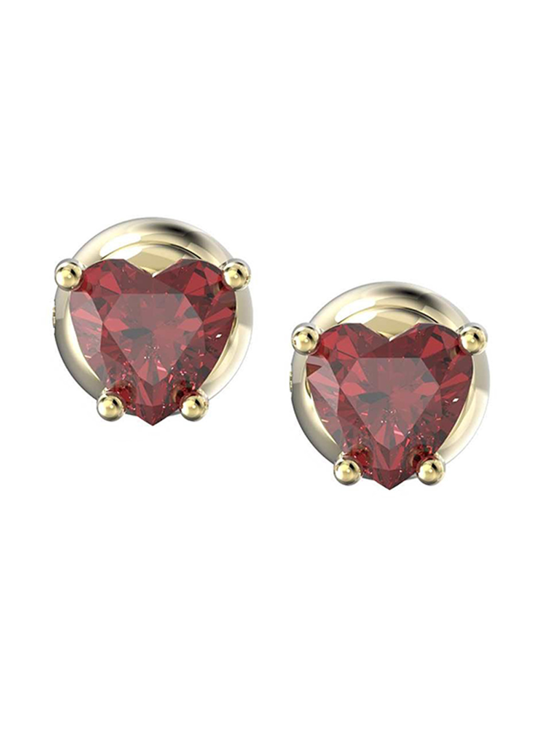 SWAROVSKI Set Of 2 Gold-Plated Red Crystal-Studded Stud Earrings