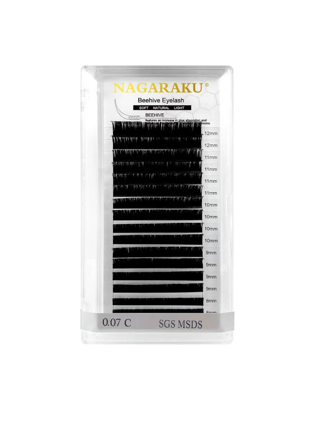 NAGARAKU Black Laser Beehive Longer Lasting 16 Rows Eyelash Extension - Curl C