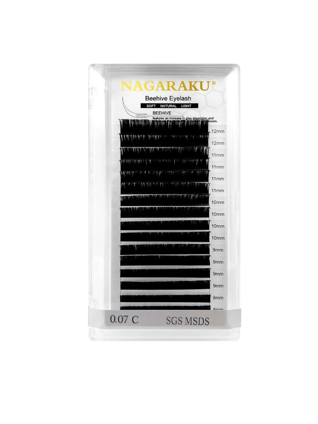 NAGARAKU Laser Beehive Longer Lasting 16 Rows Eyelash Extension - Curl D - 0.12/14