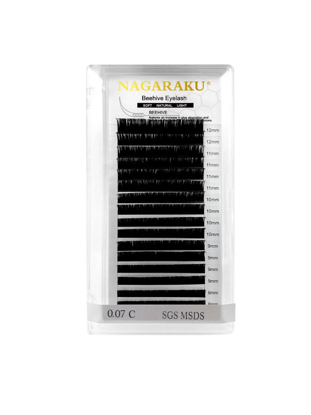 NAGARAKU Laser Beehive Longer Lasting 16 Rows Eyelash Extension - Curl D - 0.07/12