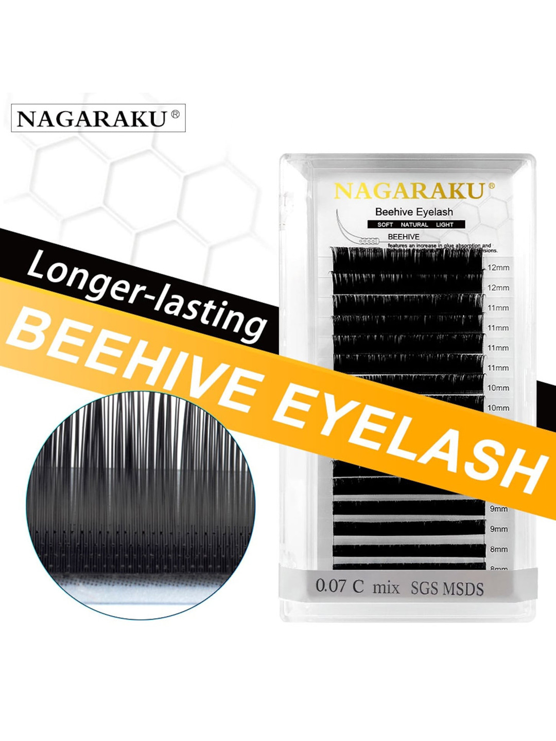 NAGARAKU Laser Beehive Longer Lasting 16 Rows Eyelash Extension - Curl C - 0.12/12