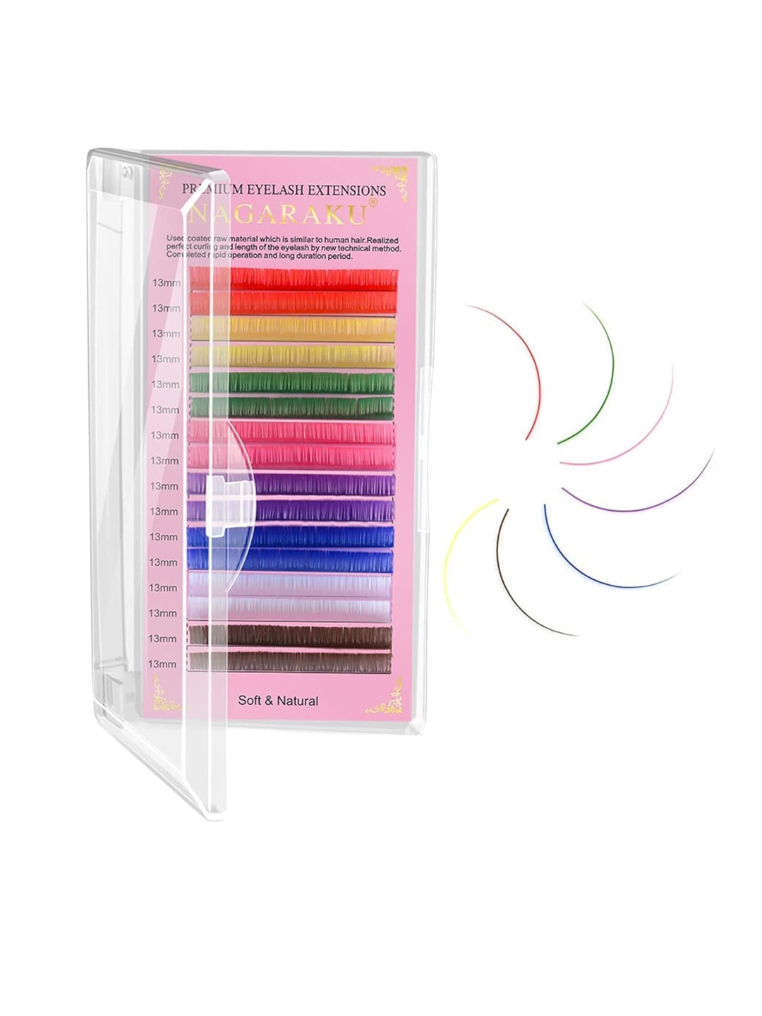 NAGARAKU Women Rainbow 8 Coloured  Individual Eyelash Extension - Curl D - 0.10/13