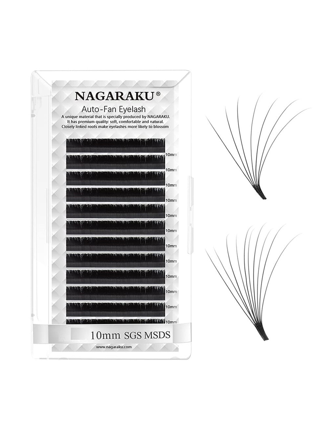 NAGARAKU Black Easy Fanning 12 Rows Mega Volume Eyelash Extension - Curl D - 0.03/10