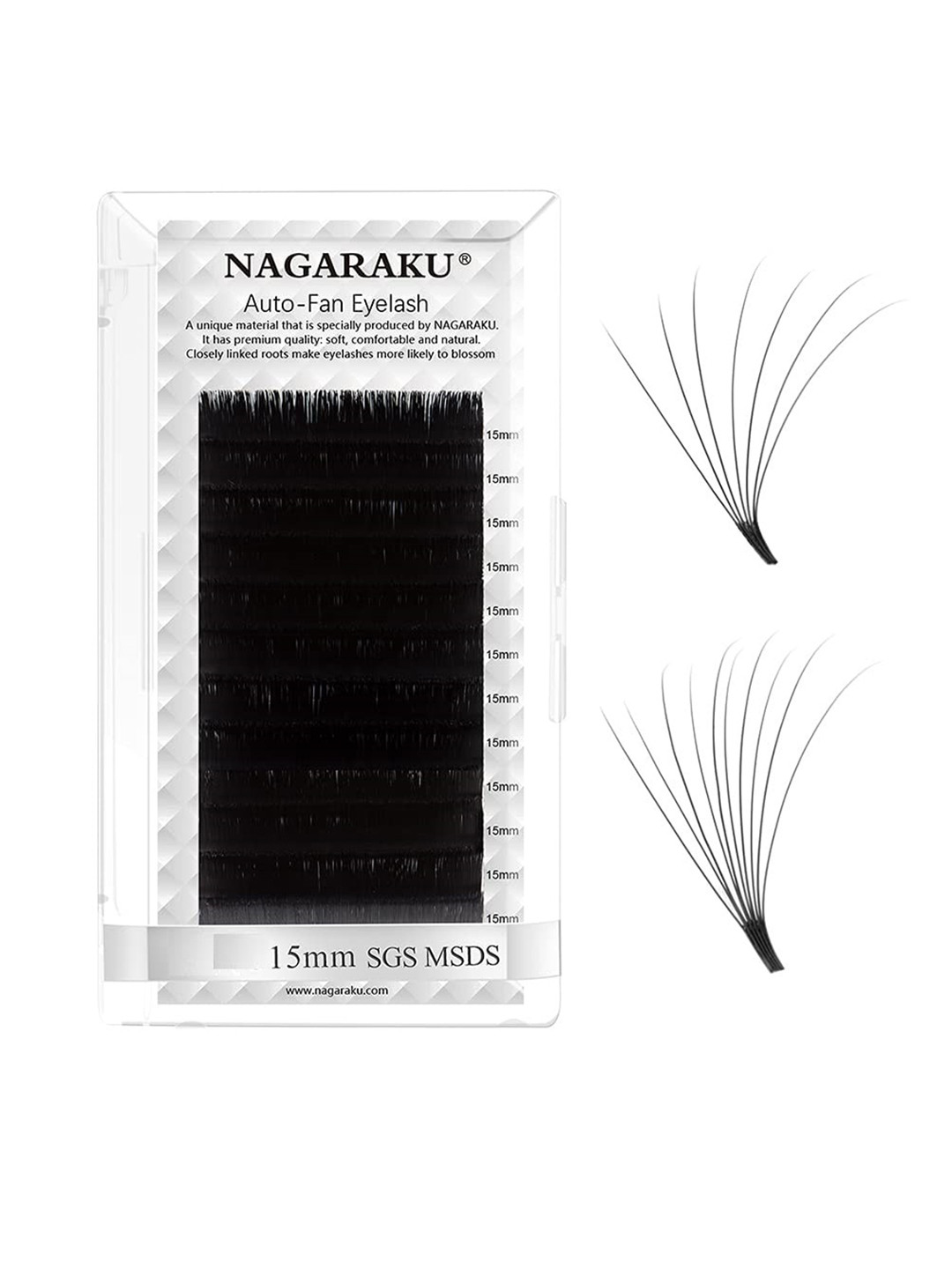 NAGARAKU Women Mega Volume 12 Rows Easy Fanning Auto Fans Eyelash Extension - Curl D