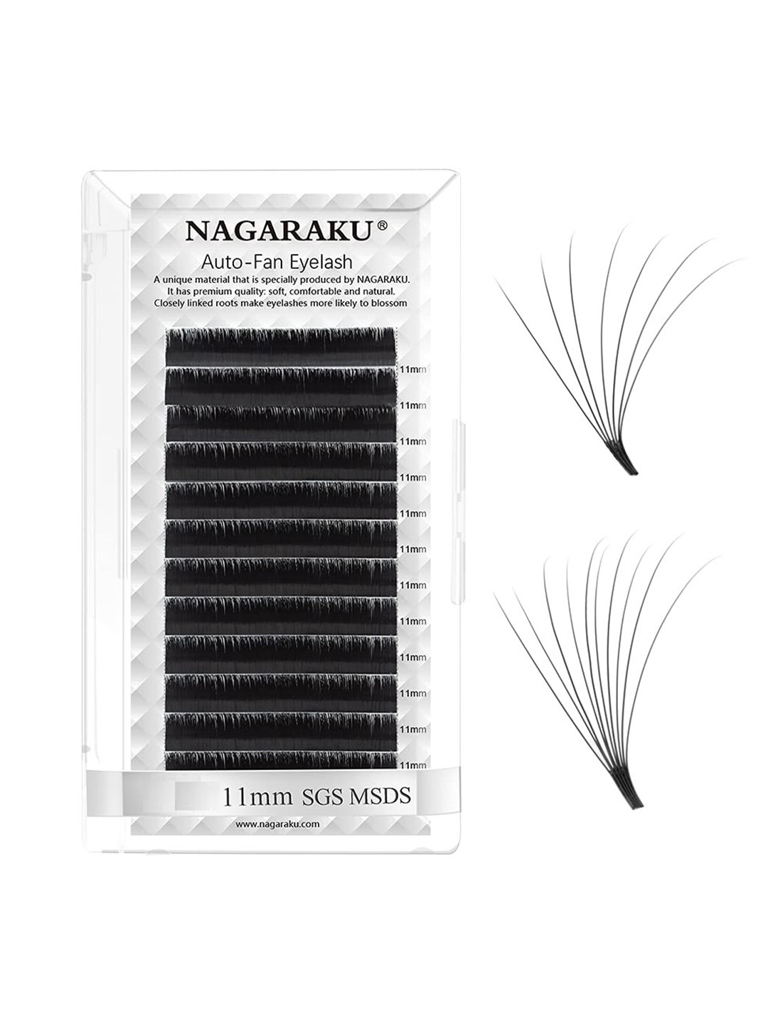 NAGARAKU Black Easy Fanning 12 Rows Mega Volume Eyelash Extension - Curl C 0.07/11