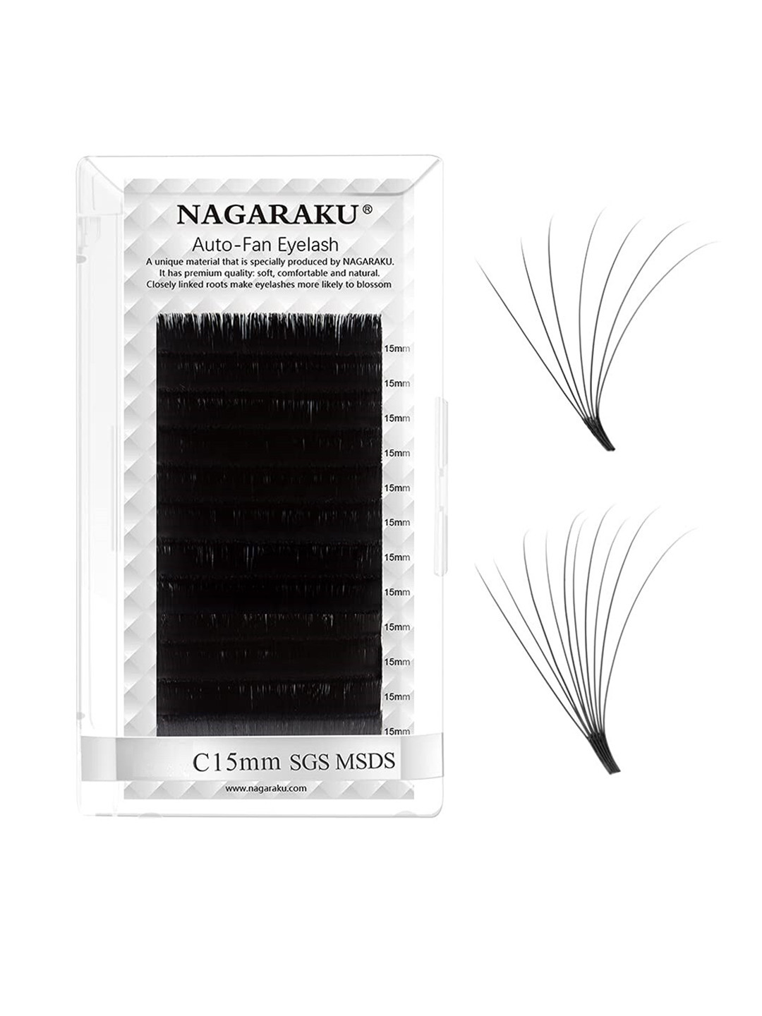 NAGARAKU Black Easy Fanning 12 Rows Mega Volume Eyelash Extension - Curl C 0.03/15