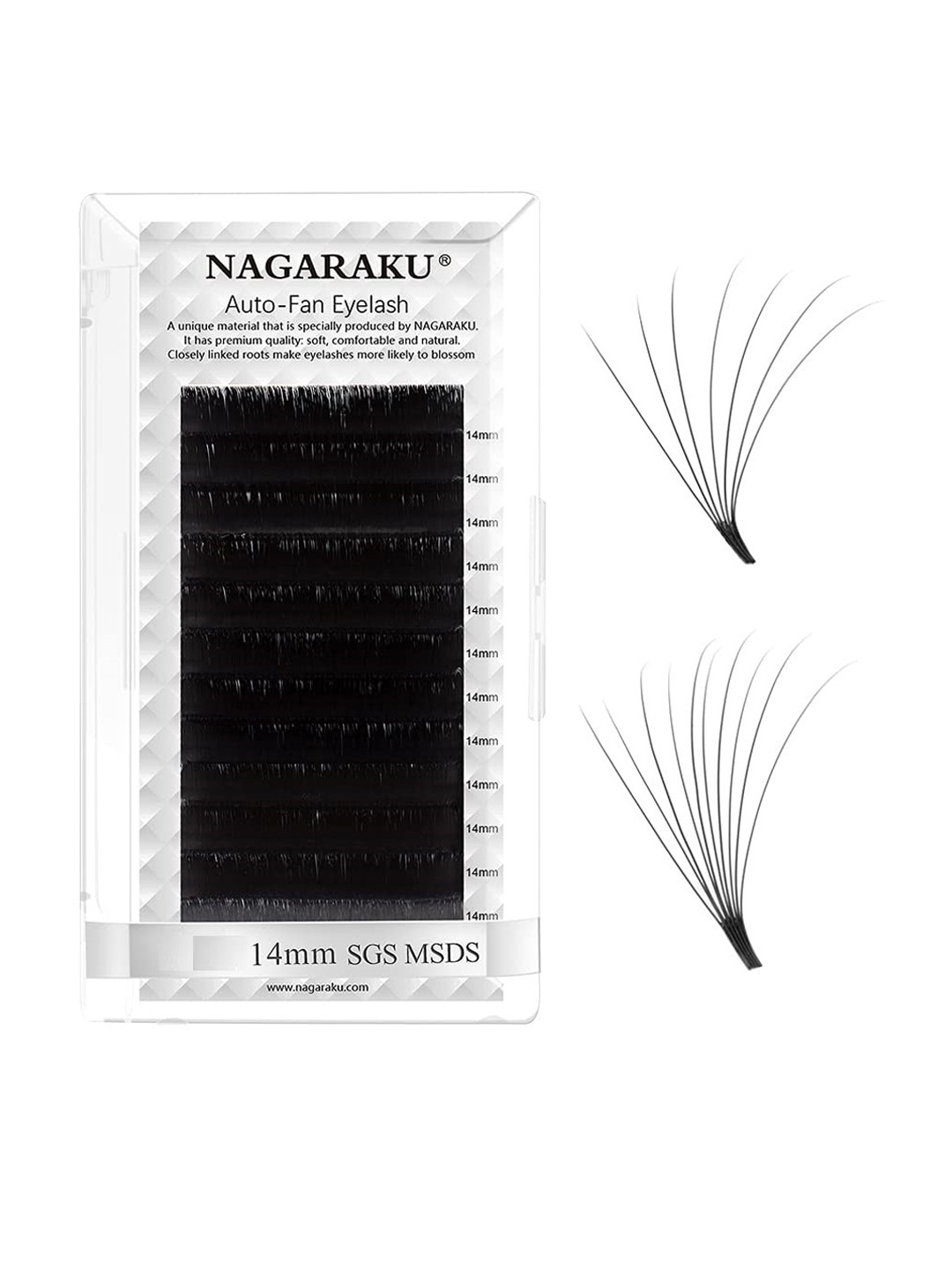 NAGARAKU Black Easy Fanning 12 Rows Mega Volume Eyelash Extension - Curl C