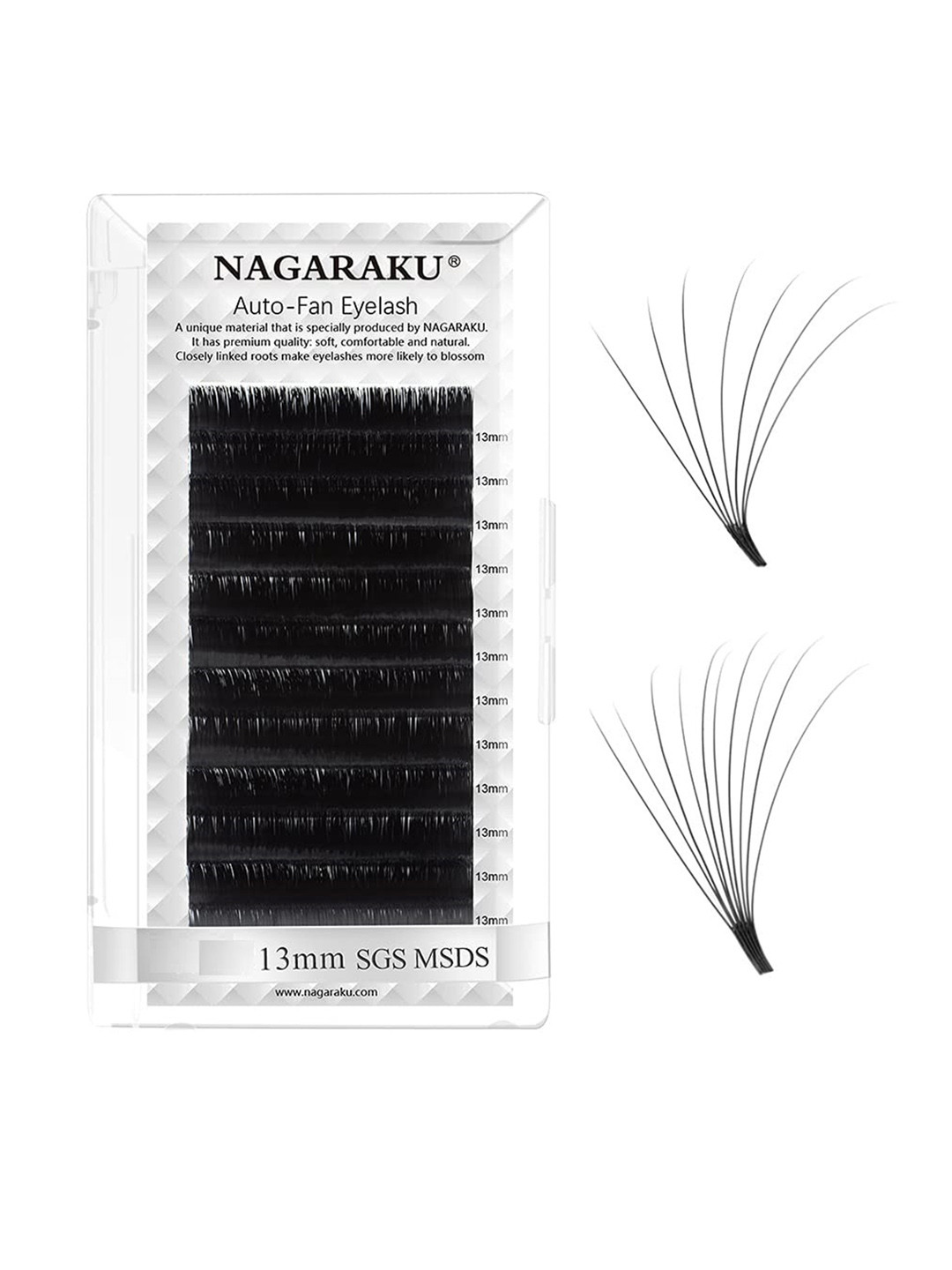 NAGARAKU Black Easy Fanning 12 Rows Mega Volume Eyelash Extension - Curl D