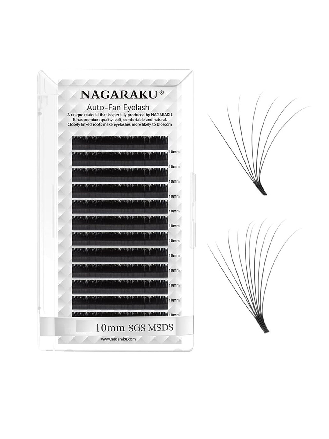 NAGARAKU Women Black Easy Fanning 12 Rows Mega Volume Eyelash Extension - Curl C