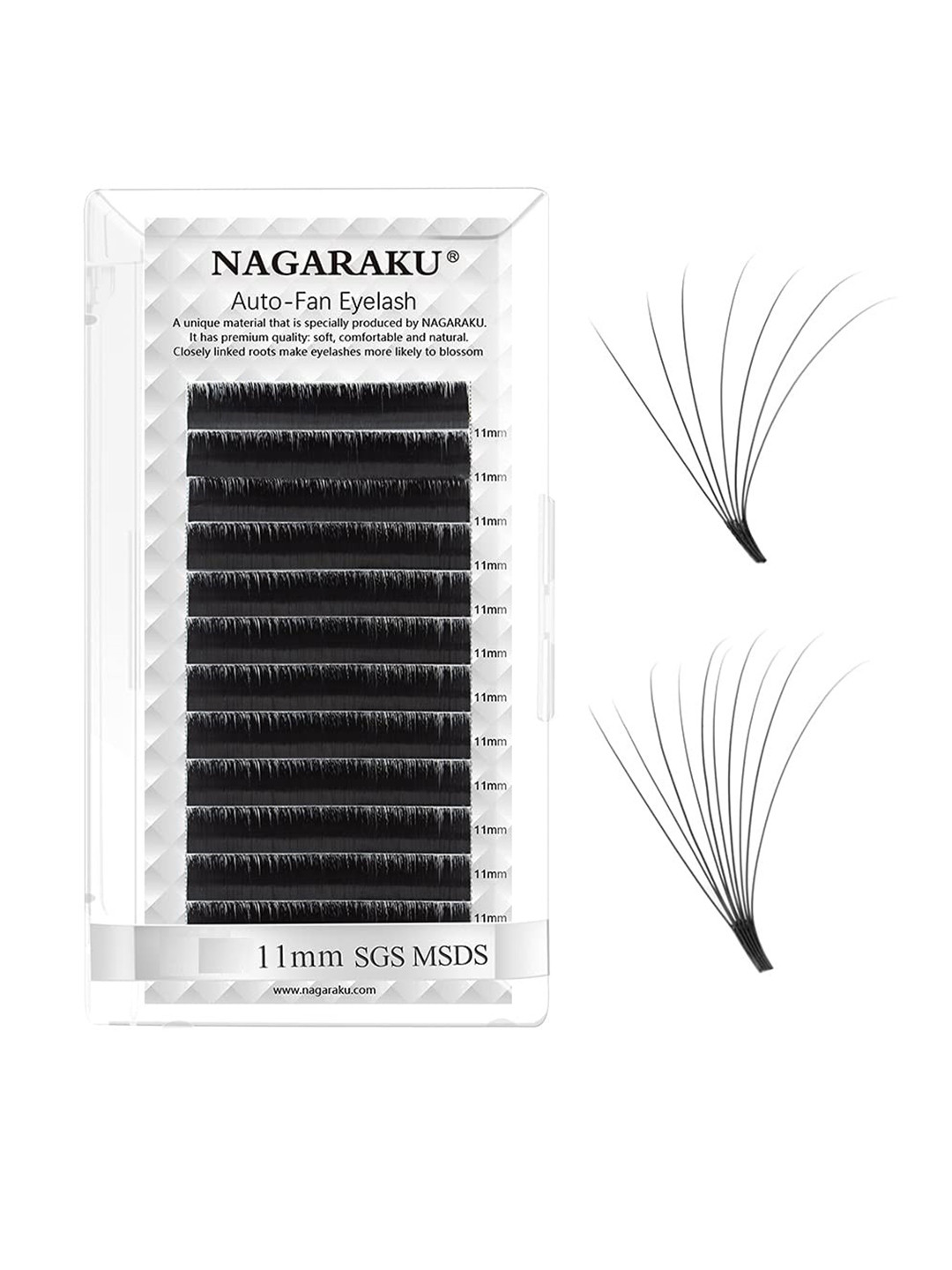 NAGARAKU Black Easy Fanning 12 Rows Mega Volume Eyelash Extension - Curl D