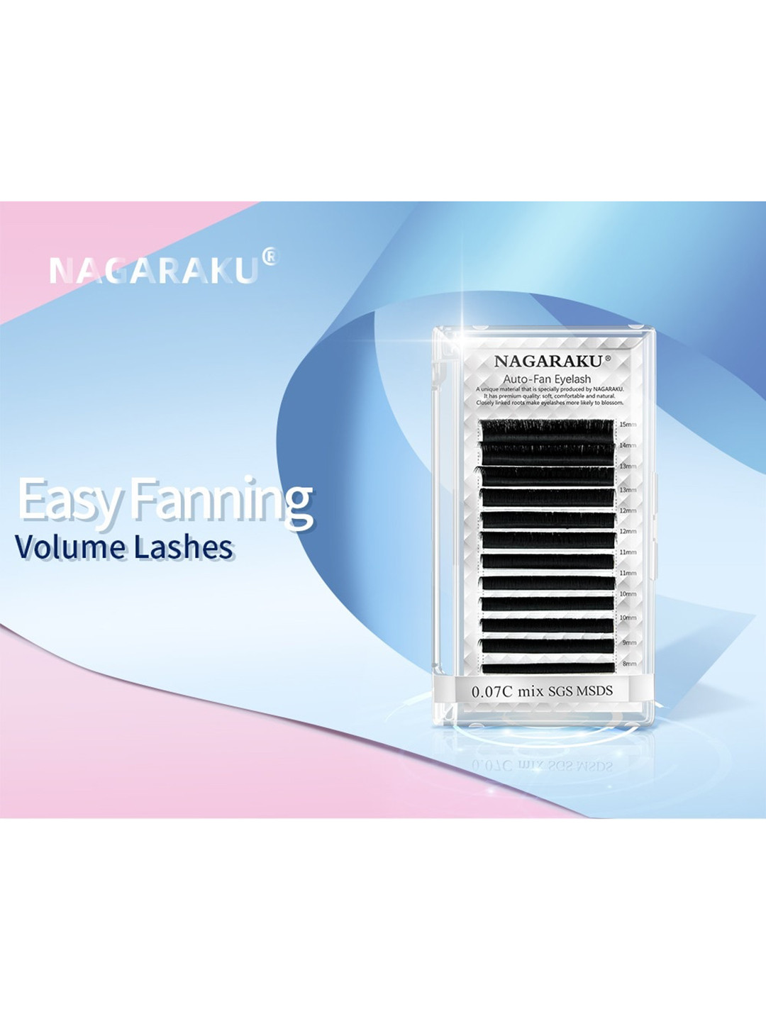 NAGARAKU Women Black Easy Fanning 12 Rows Mega Volume Eyelash Extension - Curl C