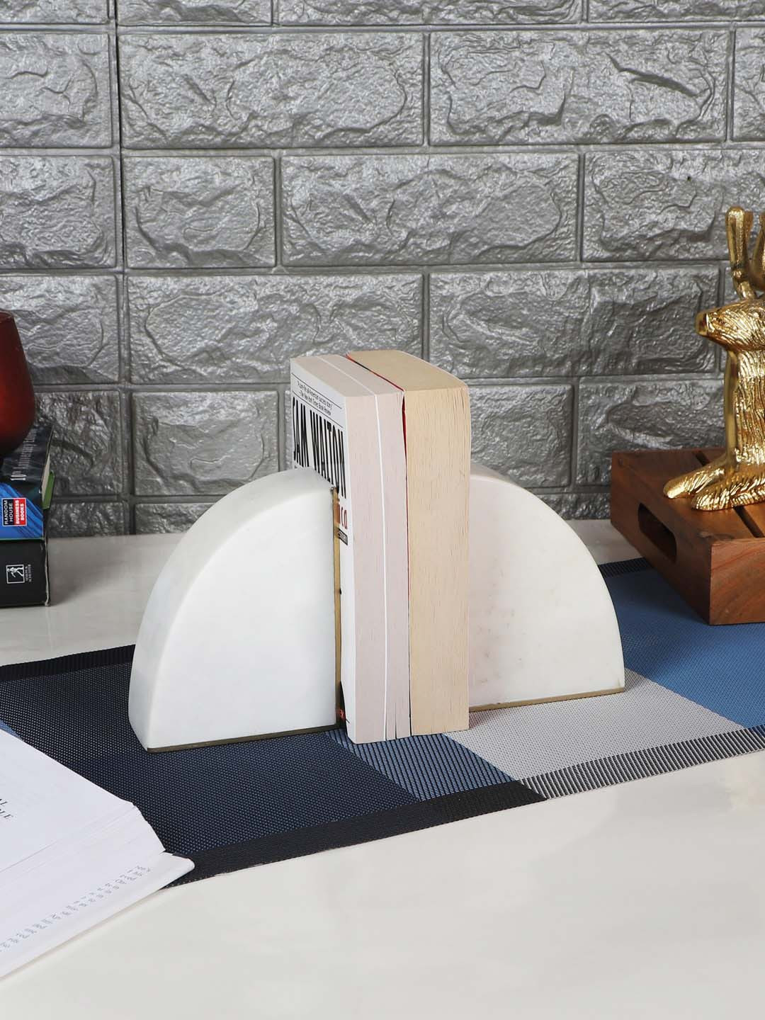 NikkisPride White Marble & Brass Bookend Organiser