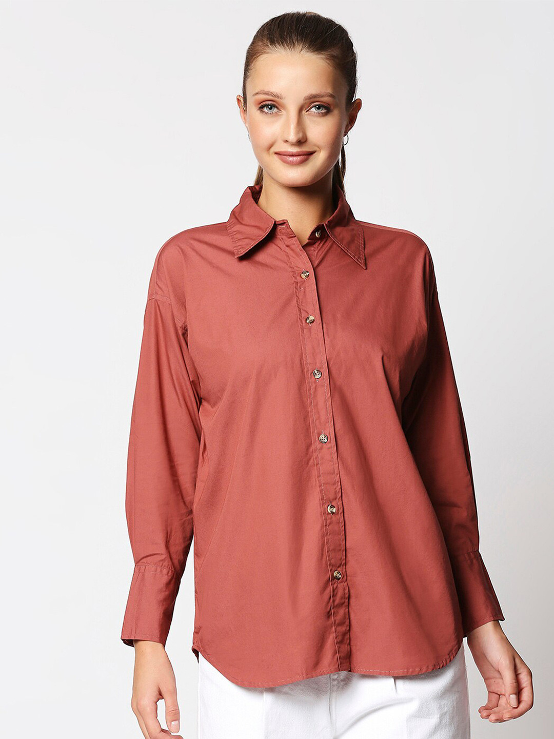 Remanika Women Rust Comfort Casual Shirt