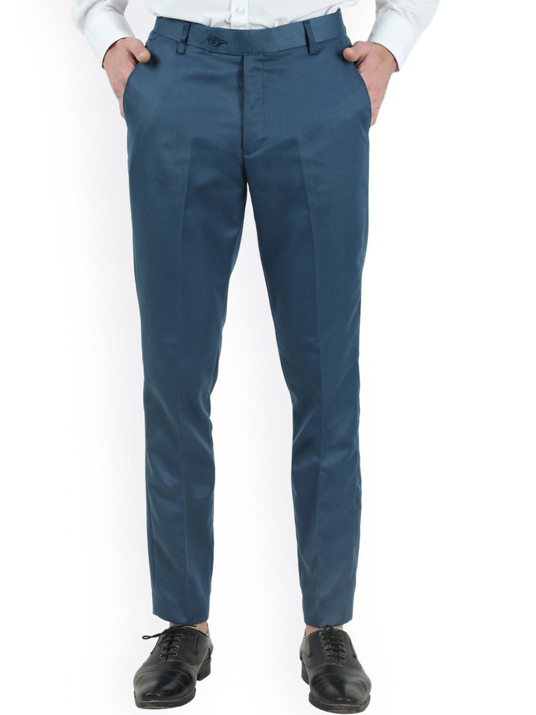 VEI SASTRE Men Blue Smart Slim Fit Chinos Trousers