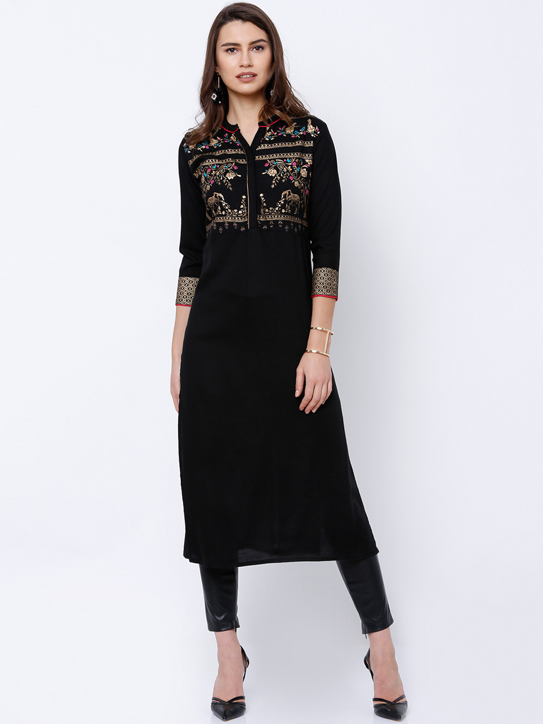 Vishudh Kurtas Black Printed Kurta