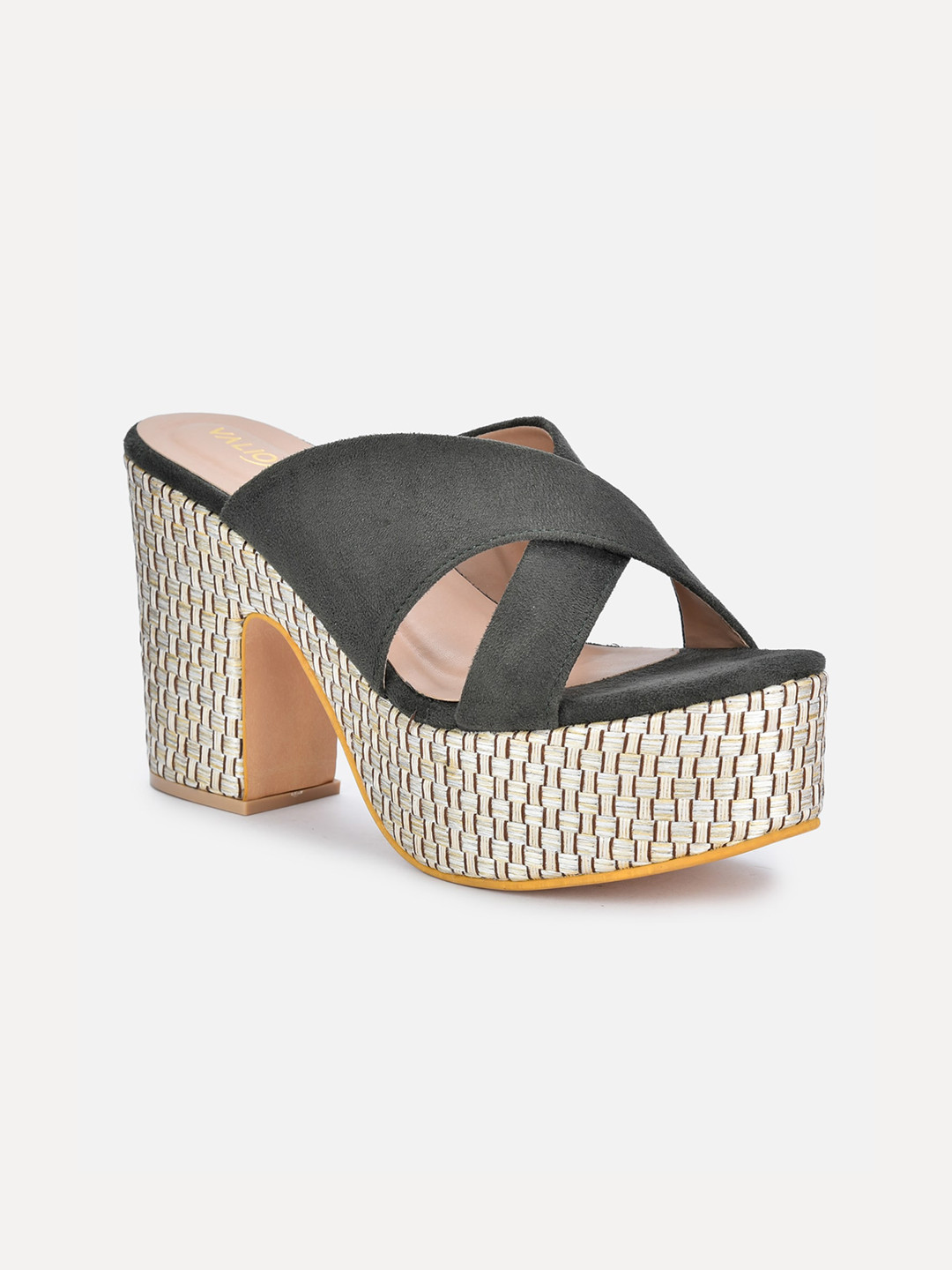 VALIOSAA Olive Green Suede Wedge Heels