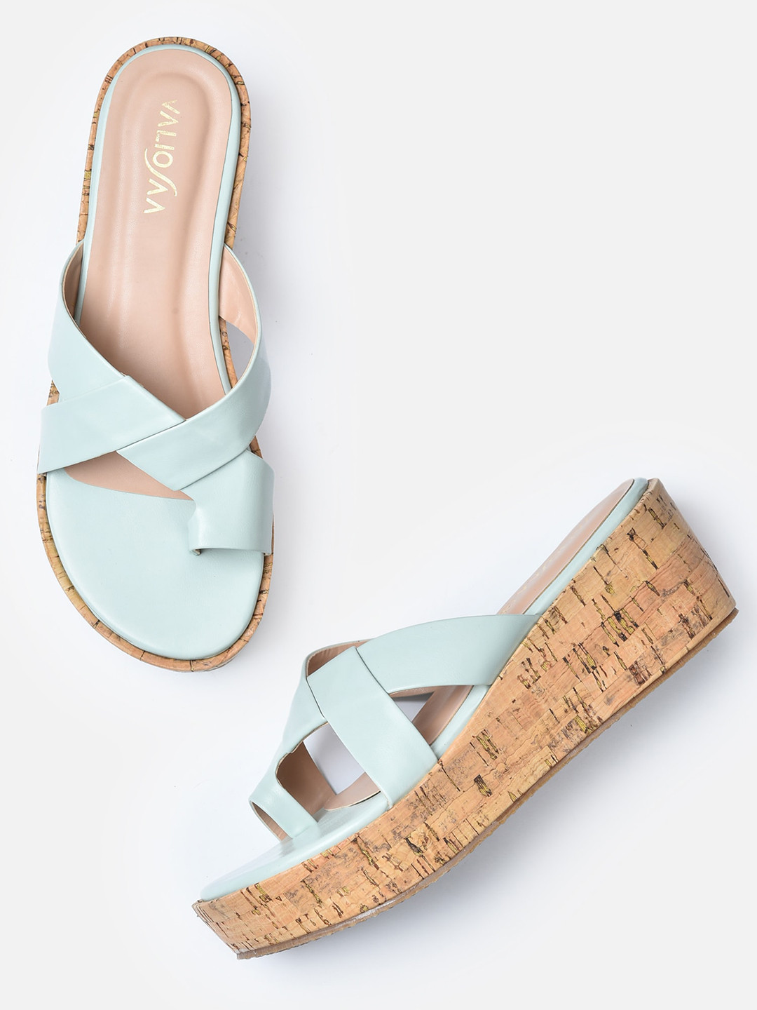VALIOSAA Green Platform Sandals
