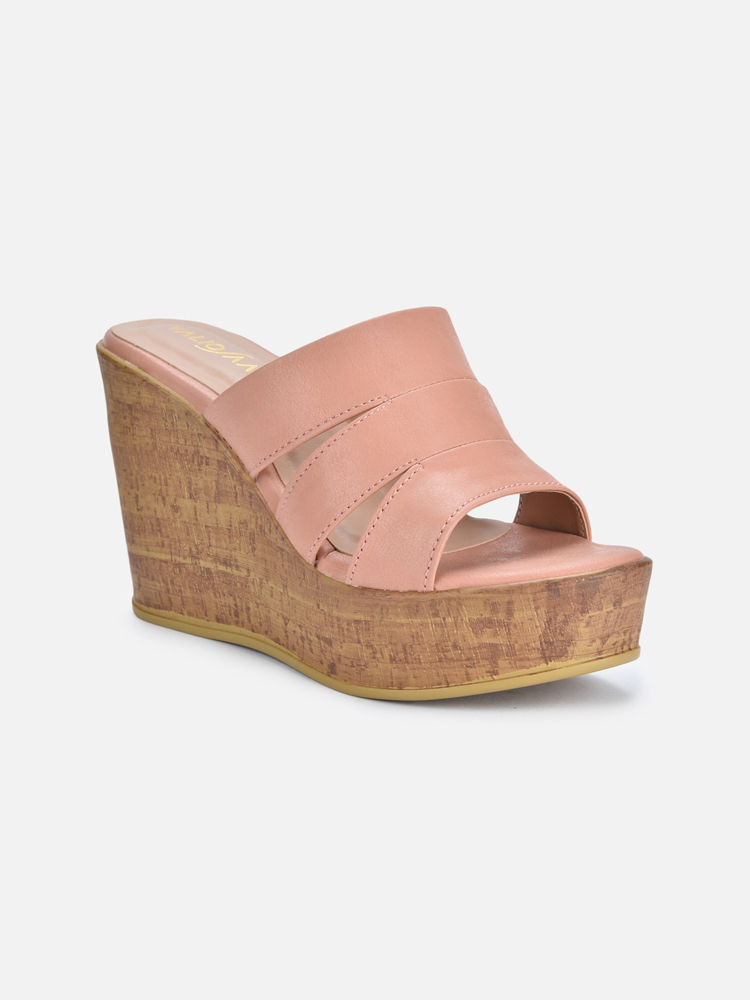 VALIOSAA Pink Wedge Sandals with Buckles