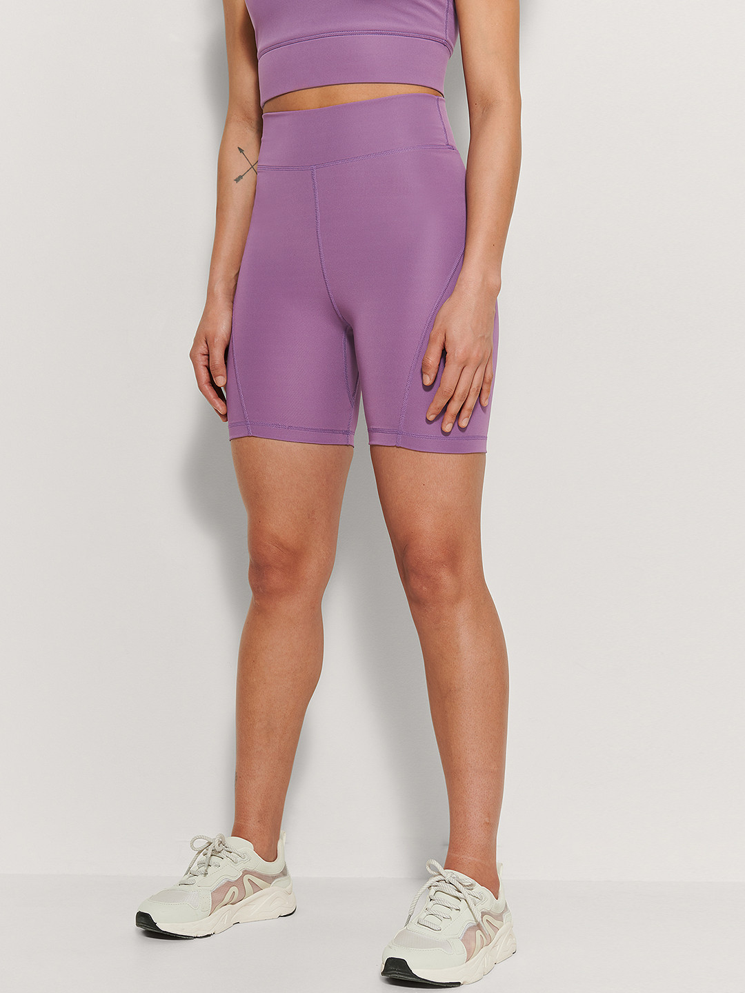 NA-KD Women Purple Slim Fit High-Rise Shorts