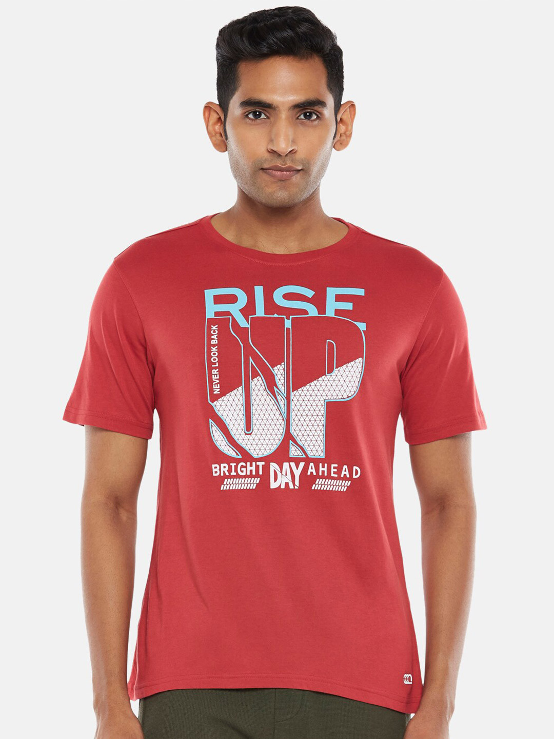 Urban Ranger by pantaloons Men Pink Printed Applique Slim Fit T-shirt