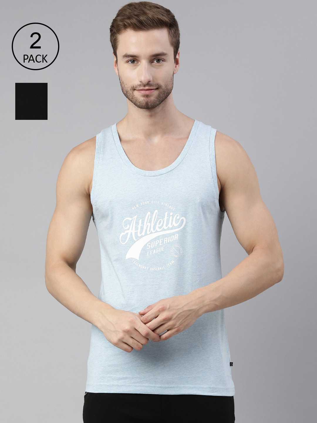 DIXCY SCOTT MAXIMUS Pack of 2 Pure Cotton Print Smart Wash Vest MAXGV-004-ACTIVE