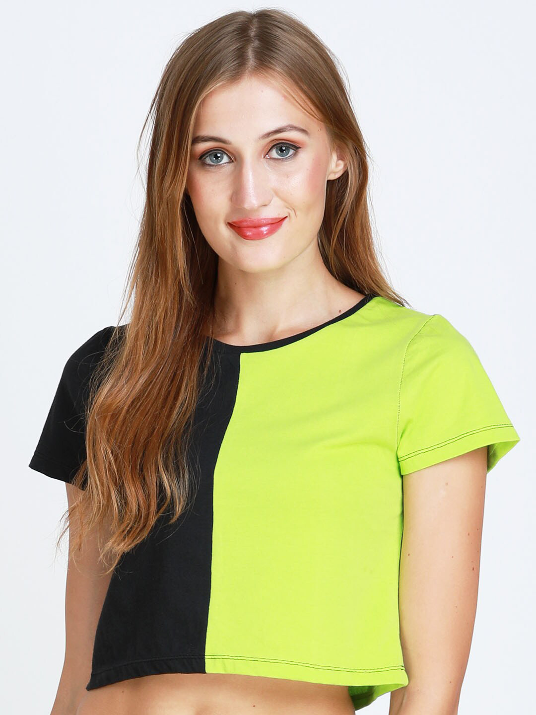 angloindu Women Black Slim Fit T-shirt