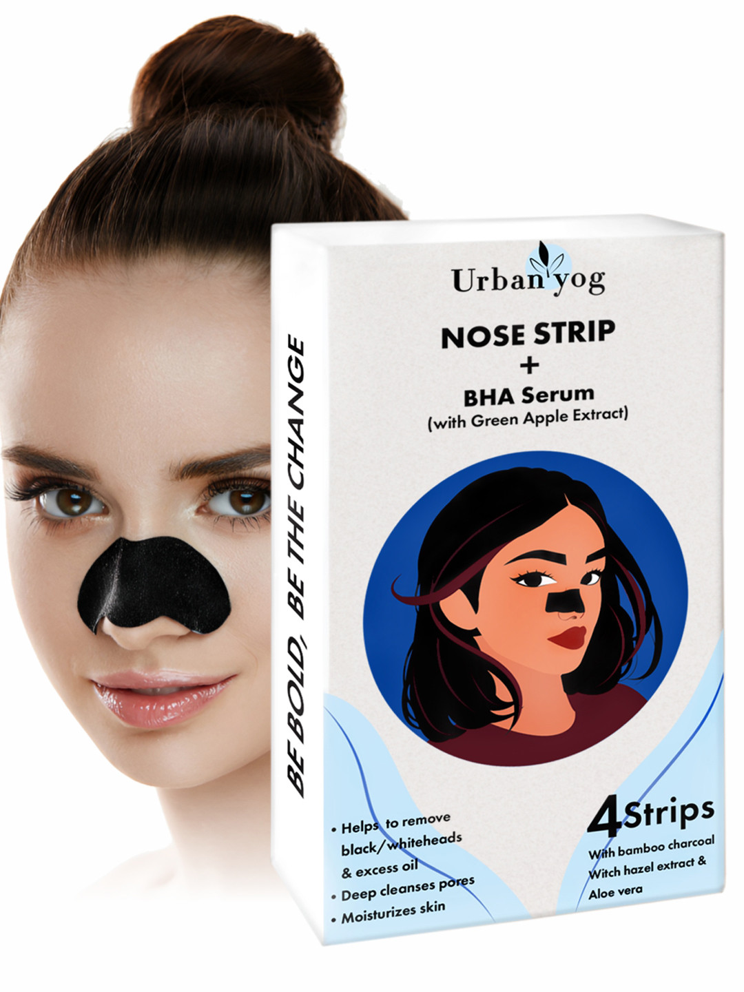 URBANYOG Nose Strips to Treat Pores with BHA Serum & Green Apple - 4 Strips
