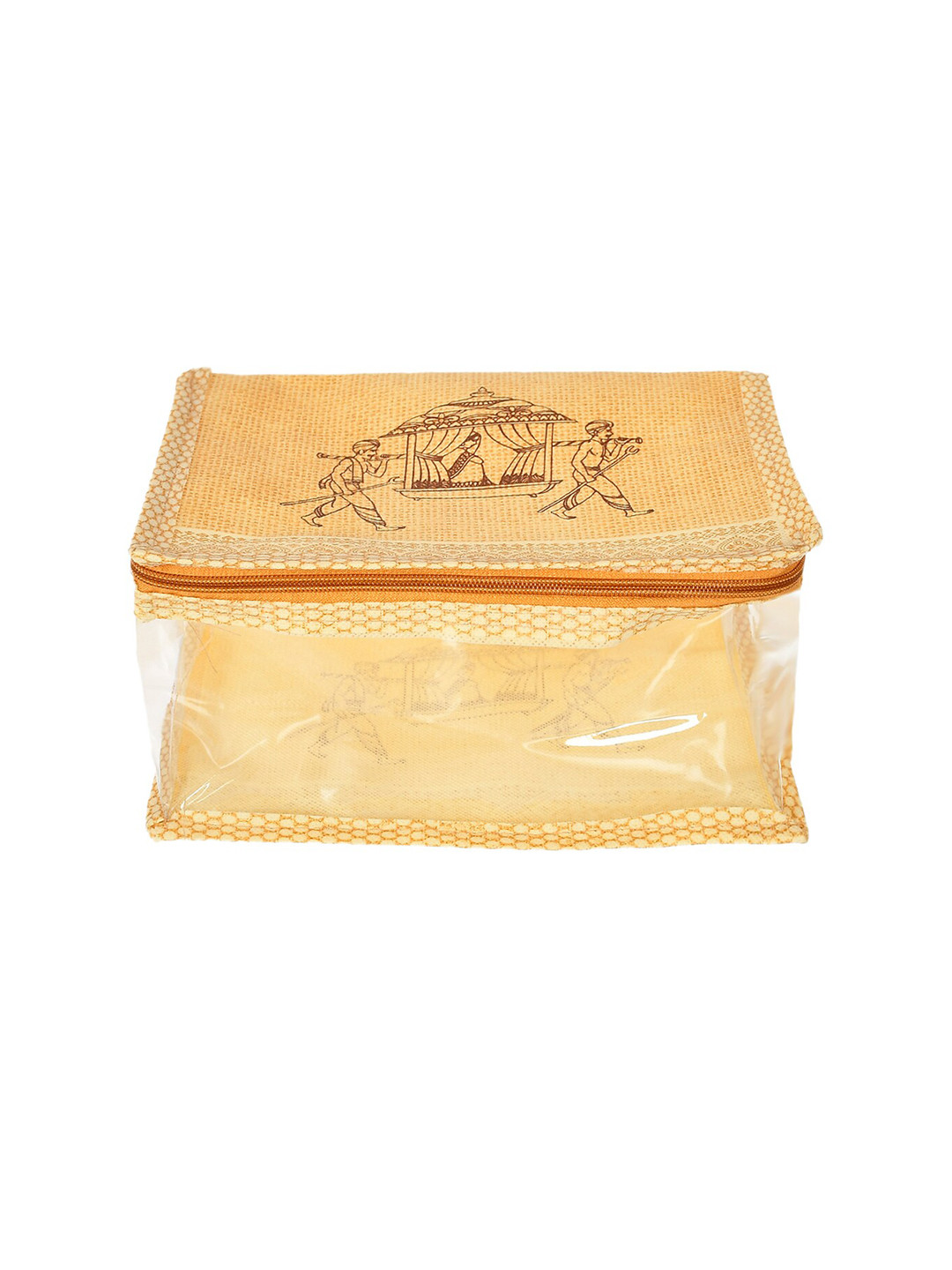 Kuber Industries Set of 6 Gold-Colored Printed Transparent Organisers