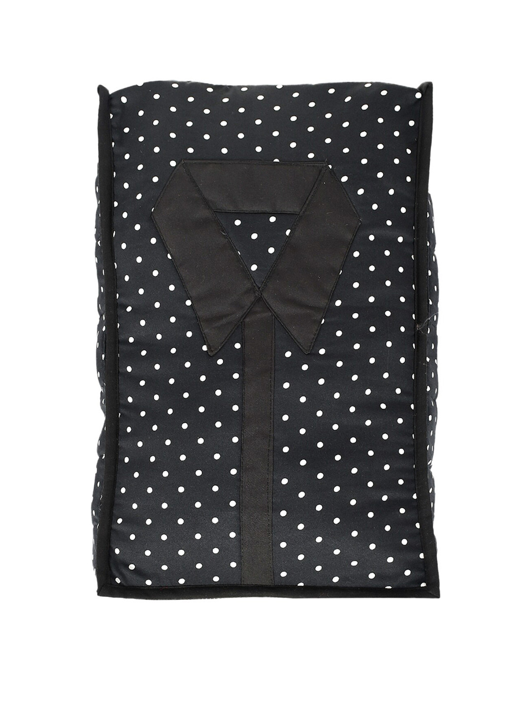 Kuber Industries Black Polka Dot Printed Foldable Cotton Cloth Organizer With Clear Window