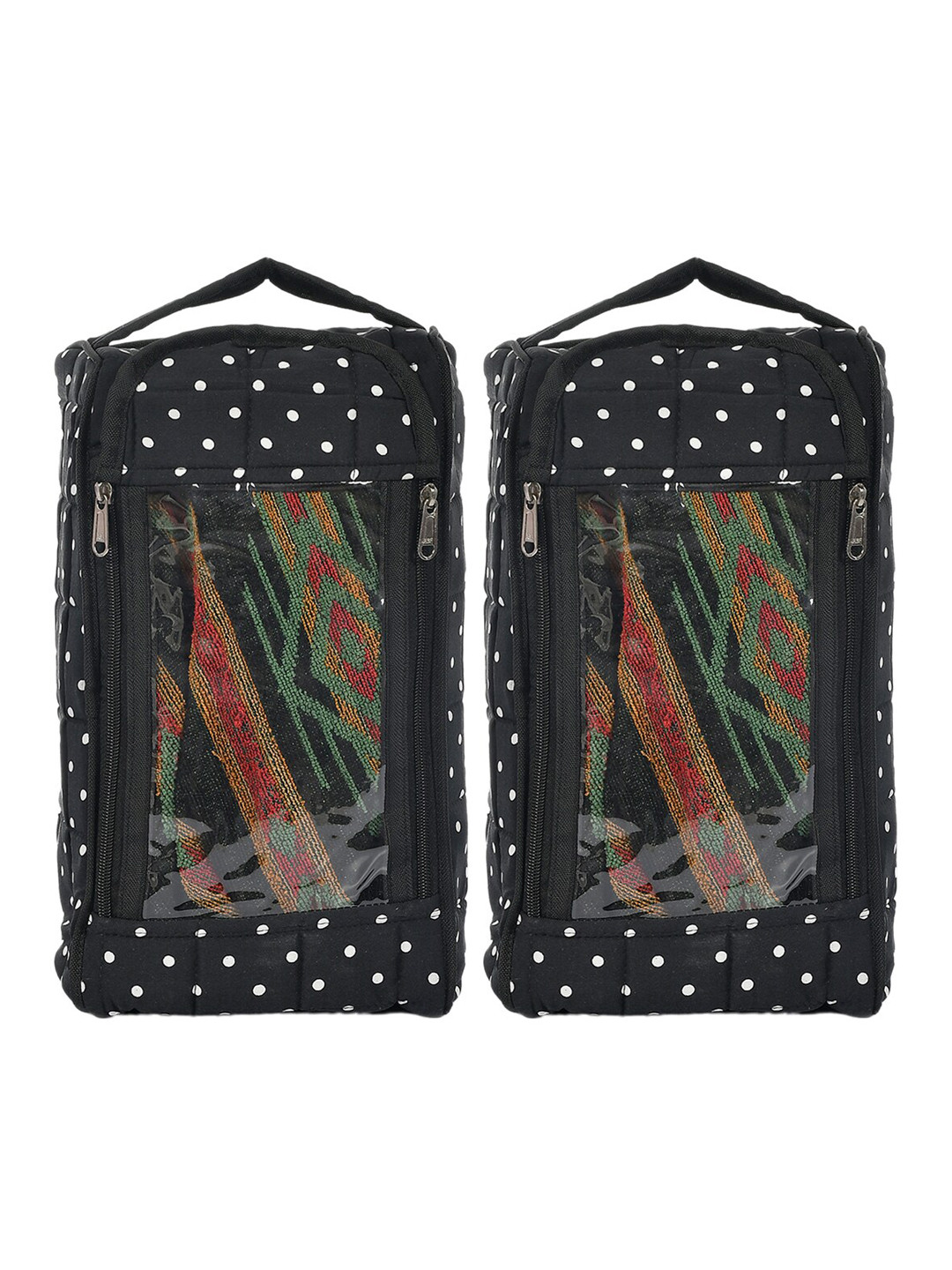 Kuber Industries Pack Of 2 Black & White Polka Dot Printed Organizers
