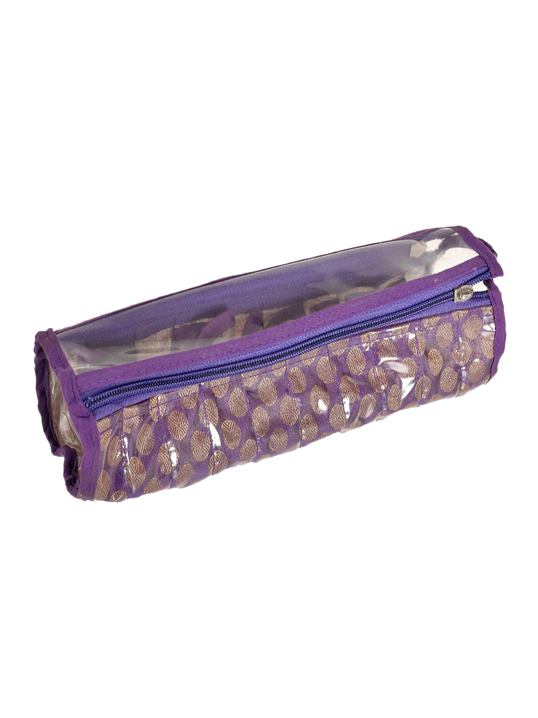 Kuber Industries Purple Printed Bangle Organizer With 10 Compartments
