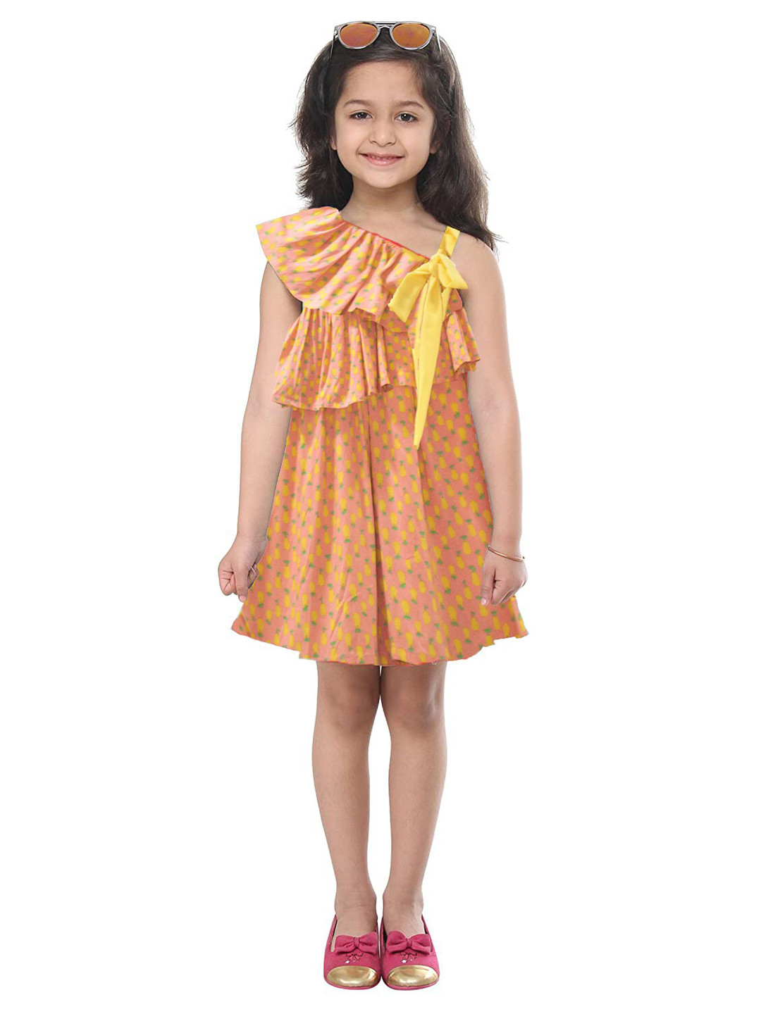 Kids On Board Peach-Coloured A-Line Dress