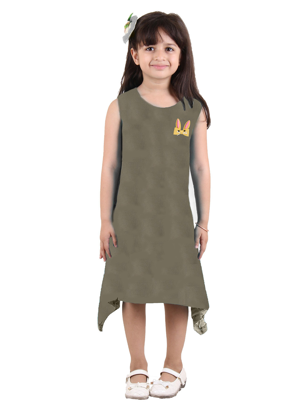 Kids On Board Olive Green A-Line Dress