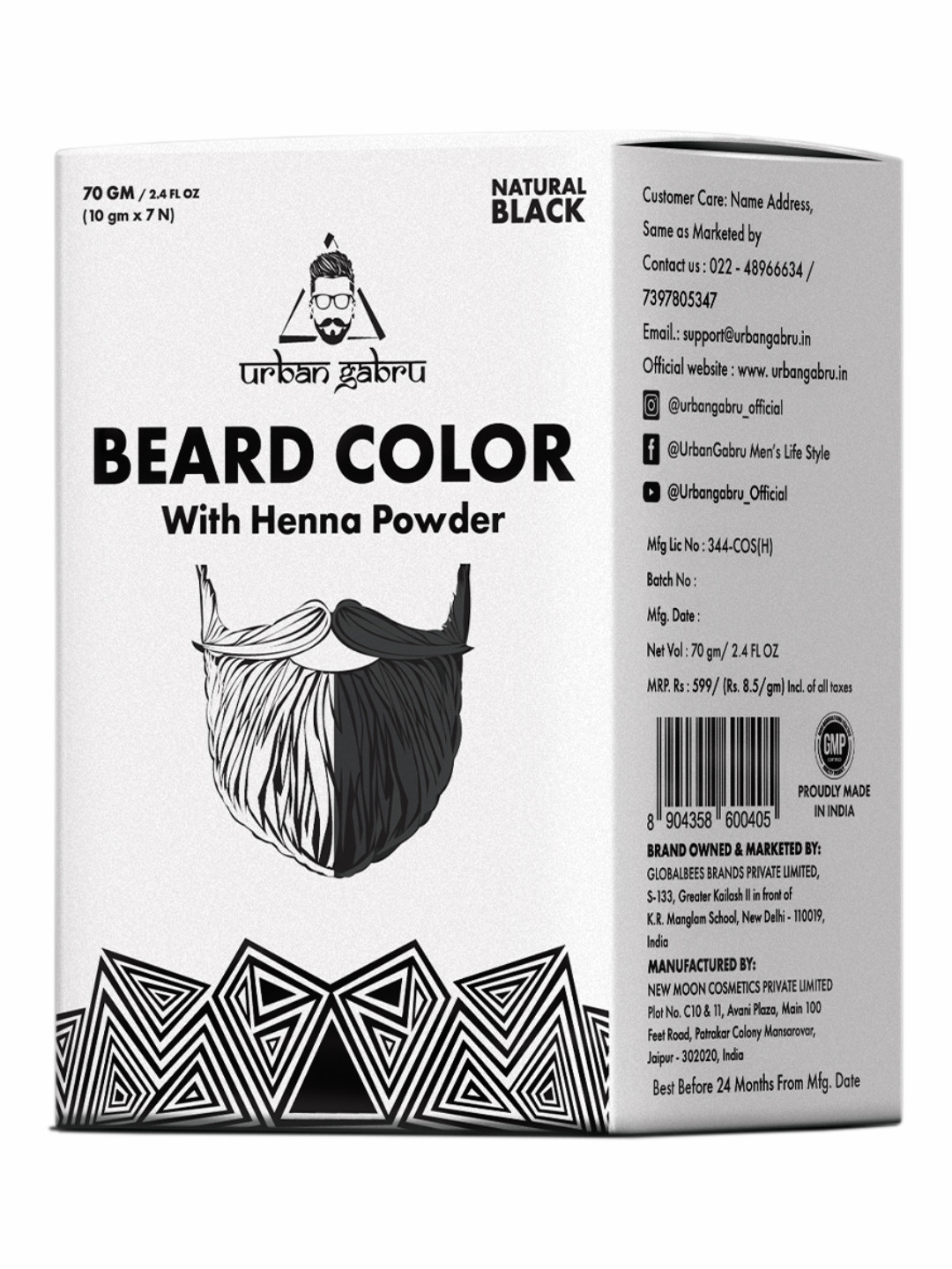 URBANGABRU  Men Beard Color with Henna 70g