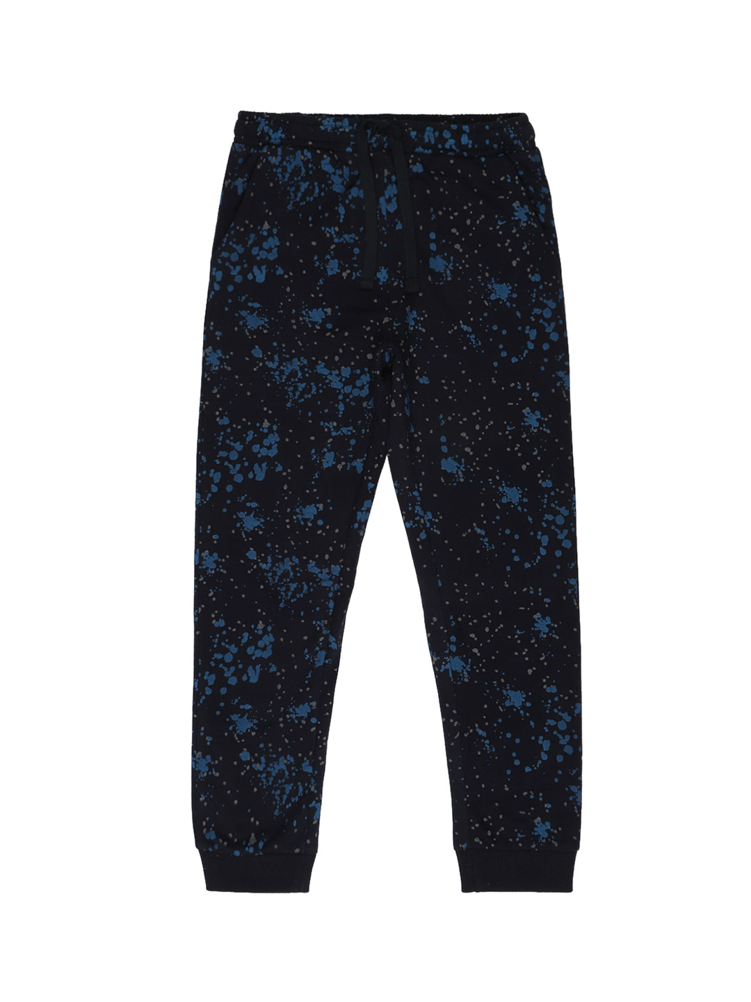 Alan Jones Boys Navy-Blue & Light-Blue Printed Joggers