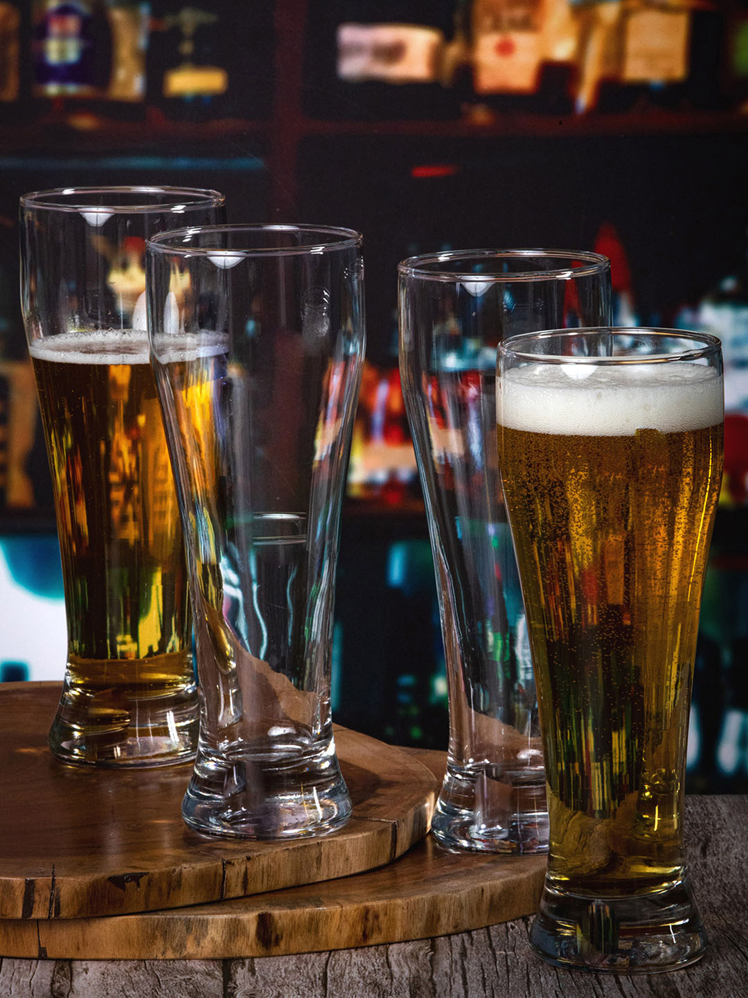 Roxx Set Of 4 Solid Transparent Glass Bubbly Tumblers