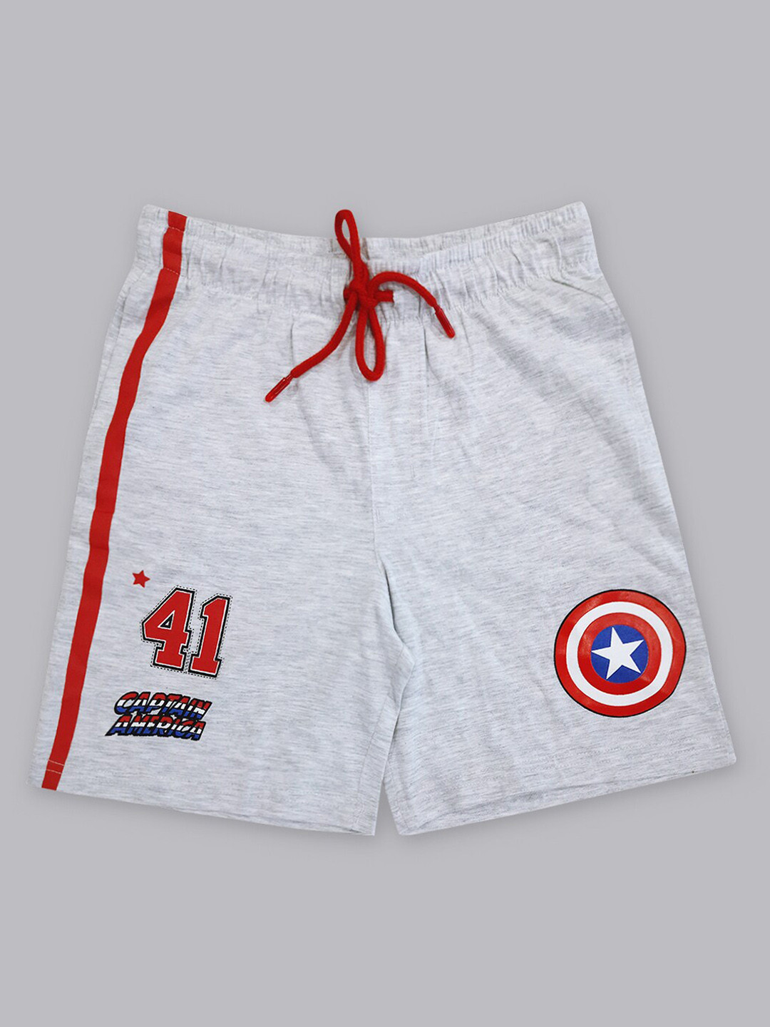 Kids Ville Boys Grey Captain America Printed Pure Cotton Shorts