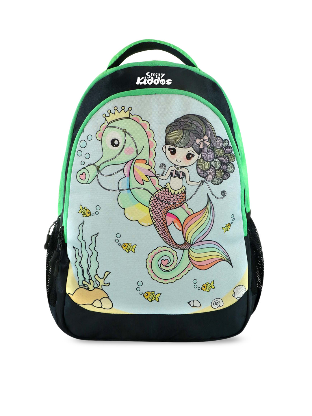 Smily Kiddos Unisex Kids Green & Black Graphic Backpack with Compression Straps