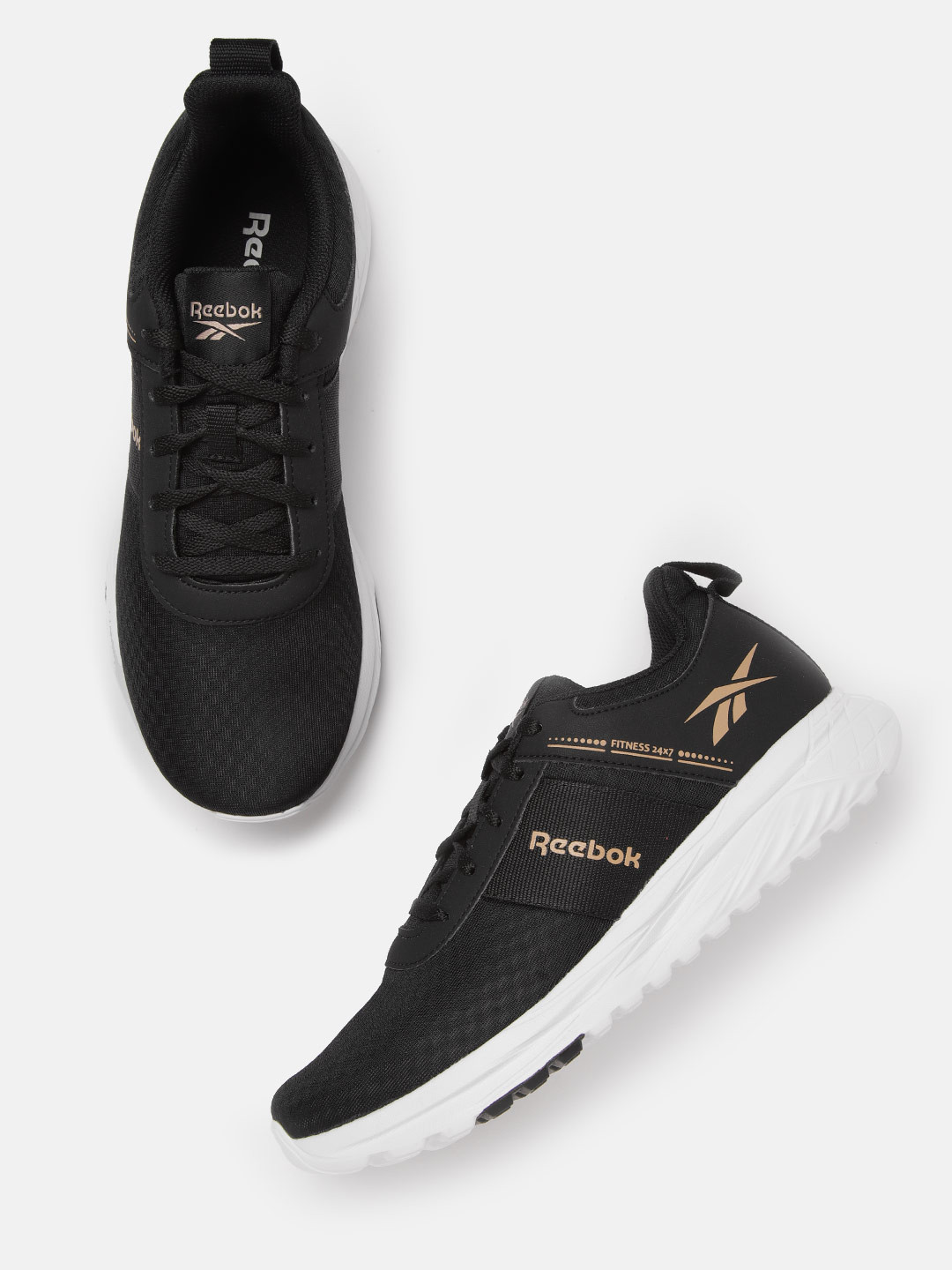 Reebok Men Black Woven Design Fitness 24/7 Running Shoes