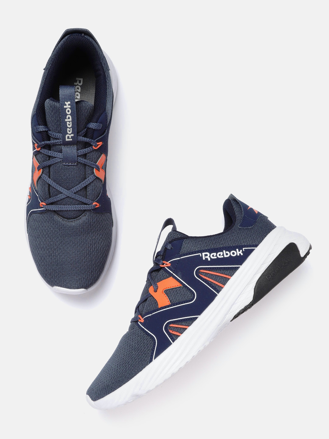 Reebok Men Blue & Orange Woven Design Ultrafit Running Shoes