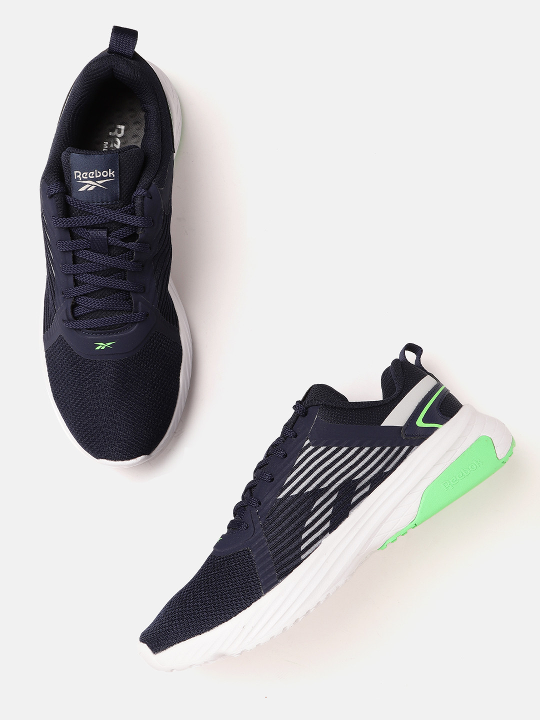 Reebok Men Navy Blue Woven Design Allen Town Running Shoes