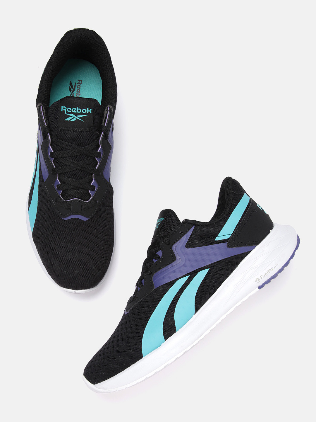 Reebok Men Black & Blue Woven Design Tennis Energen Plus 2 Running Shoes