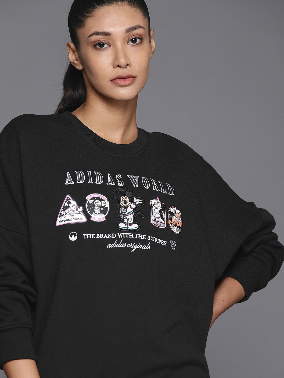 Buy adidas Originals Womens Loose Disney Sweatshirt Black